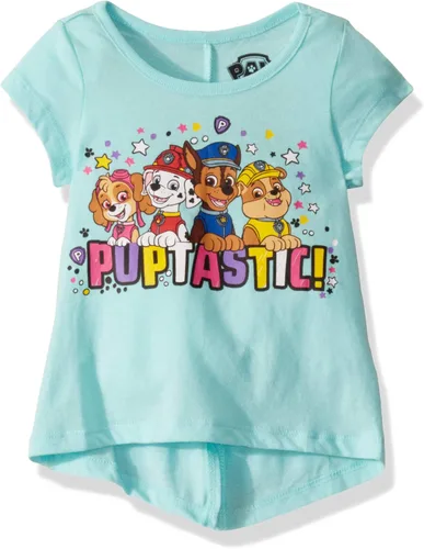 Paw Patrol Nickelodeon Girls Short Sleeve T-Shirt for Toddler and Little Kids - GreyPinkWhiteBlue