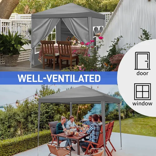 Miniatura 8 de Outvita Tienda de campaña para fiestas al aire libre, toldo para patio, carpa con paredes laterales extraíbles, tienda de campaña instantánea