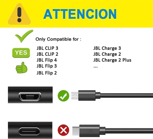 Miniatura 3 de Cable de carga micro USB de repuesto para JBL Clip 3, 2, JBL Flip 4, 3, 2, JBL Charge 3, 2, 2 Plus, cable de carga portátil impermeable para altavoz