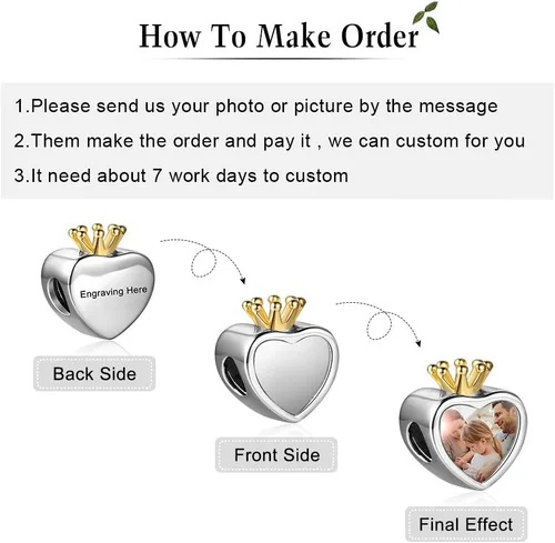 Miniatura 3 de Dije de foto personalizable, diseño de corazón con dije con tus seres queridos, para mujer, para regalo de madre e hija, para brazalete o collar