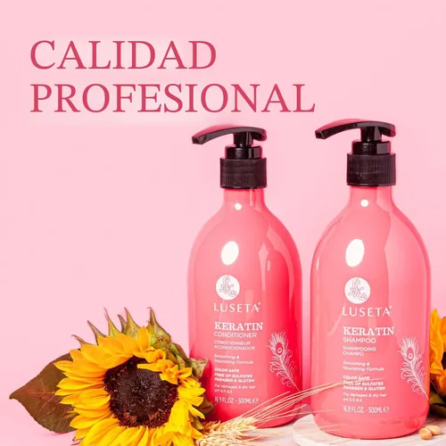 Miniatura 3 de Luseta - Champú y acondicionador de queratina para cabello teñido dañado y seco, tratamiento capilar de queratina para suavizar, nutrir