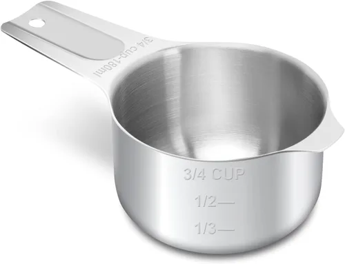 Miniatura 7 de 1 taza (8.1 fl oz 8 oz 240 cc) taza medidora de acero inoxidable, taza medidora de metal para cocinar y hornear (dorado)