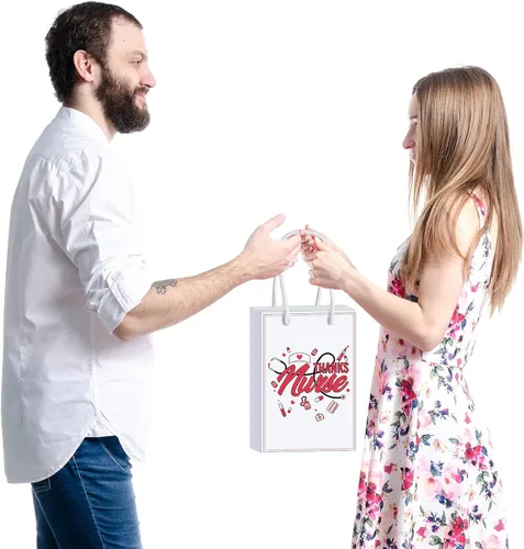 Miniatura 6 de Outus 12 bolsas de regalo para enfermeras, bolsas de regalo de agradecimiento para enfermeras, bolsas de regalo de semana de enfermeras con asa