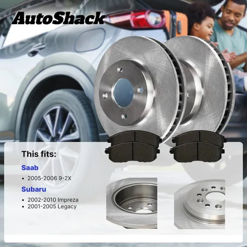 Miniatura 2 de AutoShack 10.91" (277 mm) Rotores de freno ventilados delanteros + pastillas de freno cerámicas de reemplazo para 2002-2010 Subaru Impreza 2003-2005