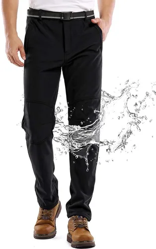 Jessie Kidden - Pantalones de hombre impermeables, para actividades en exteriores, senderismo, nieve, esquí, pesca, con forro de felpa, térmicos,