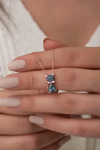 Miniatura 2 de Colgante de plata de ley 925 con piedra de topacio místico para mujer