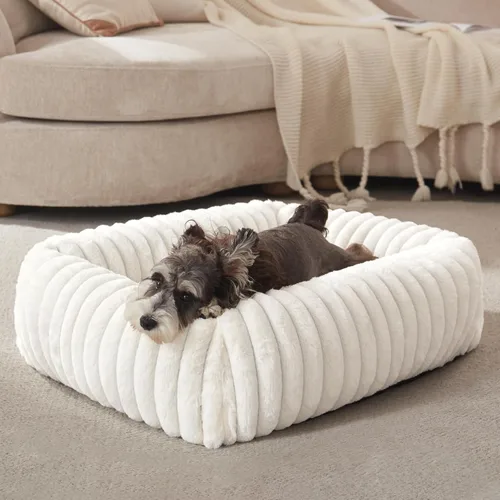 Miniatura 22 de FURTIME Cama para perros de tamaño mediano, cama ortopédica lavable para mascotas con funda extraíble, rectangular, suave, relajante, para Beige