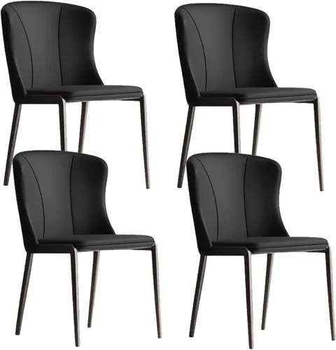 Miniatura 16 de Juego de sillas de comedor de 1/2/4, sillas laterales de cocina tapizadas de cuero, silla de comedor con patas de metal, silla de negociación sin