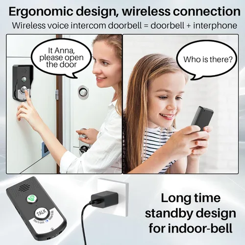 Miniatura 7 de Intercomunicadores inalámbricos para el hogar, 4,921.3 ft, 2 métodos de carga, sistema de intercomunicador inalámbrico de largo alcance, timbre