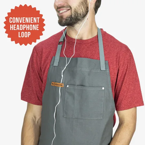 Miniatura 6 de Chef Pomodoro Delantal de chef para hombre y mujer, delantal de cocina con bolsillos y correas ajustables para el cuello, delantal de cocina 100%