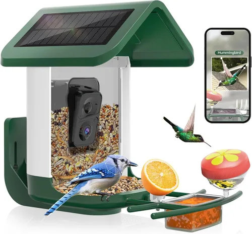 Miniatura 10 de Alimentador para pájaros con cámara con energía solar: Alimentador inteligente para pájaros con cámara de 2K de alimentación en vivo para el patio
