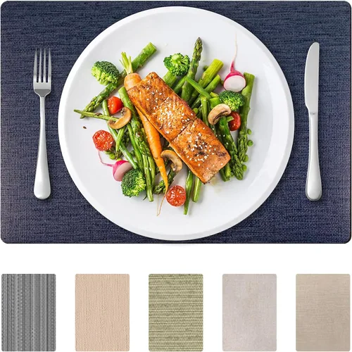 Miniatura 13 de Andie Home - Manteles individuales ovalados para mesa de cocina y comedor, juego de 6 piezas, resistentes al calor y lavables a la superficie, gris
