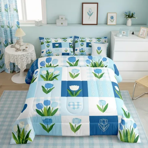 Miniatura 17 de Castle Fairy Rose Lipstick Bedding Set Elegant Quilted Comforter Set Twin Size,Women Cosmetic Duvet Insert with 1 Pillow Sham for Kids Boys Girls