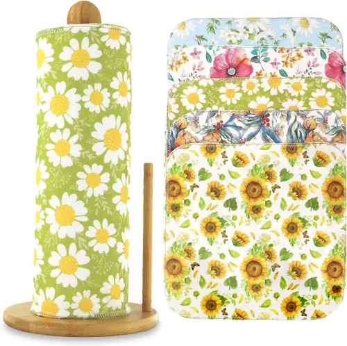 Miniatura 6 de Paquete de 25 toallas de papel reutilizables, toallas sin papel enrolladas lavables de tela de algodón para toallas de cocina, productos de cero