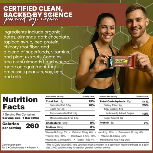 Miniatura 2 de Greens+ Plusbar Energy Chocolate Barra energética sin gluten Verduras orgánicas Chocolate negro orgánico Sin OMG 12 barras