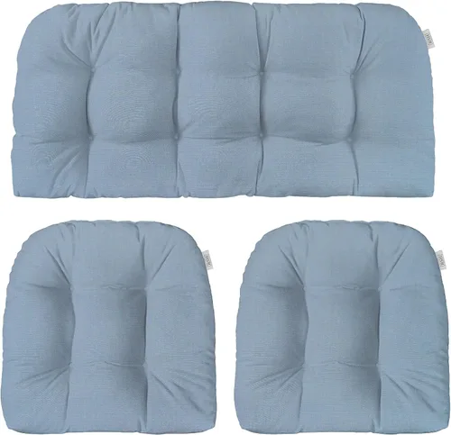 Miniatura 8 de RSH DECOR: Sunbrella - Juego de 3 cojines de mimbre copetudos 41 x 19 pulgadas y 19 x 19 pulgadas Fabricado con tela de rendimiento Sunbrella