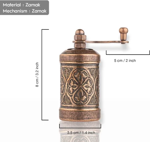 Miniatura 2 de Molinillo de pimienta negra decorativo hecho a mano, molinillo de especias turco recargable con grosor ajustable, molinillo de pimienta manual