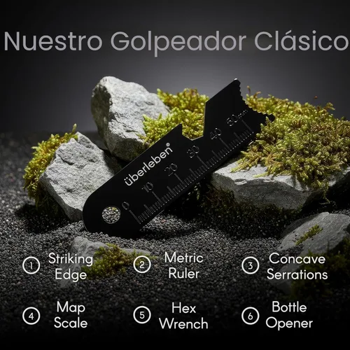 Miniatura 4 de Überleben Hexå Ferro Rod Fire Starter Survival Tool – Up to 20,000 Strikes, 1/2" Thick Hexagon Fire Steel with Multi-Tool Striker & Lanyard