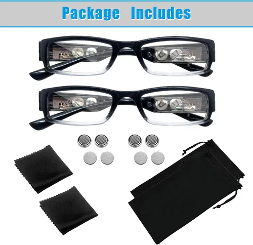 Miniatura 6 de Paquete de 2 lentes de lectura con luces, lectores LED con luces, lupas iluminadas, anteojos de lectura iluminados para hombres y mujeres, anteojos