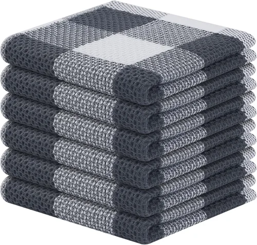Mordimy Trapos de cocina a cuadros 100% algodón, 12 x 12 pulgadas, súper suaves y absorbentes, de secado rápido, trapos de cocina para cocina,