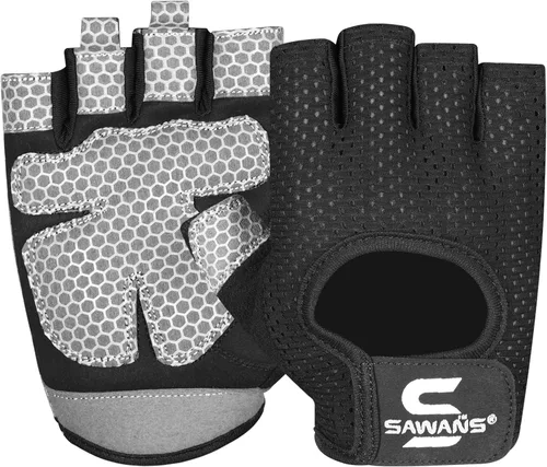 SAWANS Guantes de entrenamiento para hombres y mujeres, guantes para levantamiento de pesas, guantes de gimnasio, fitness, ejercicio, ciclismo, Negro