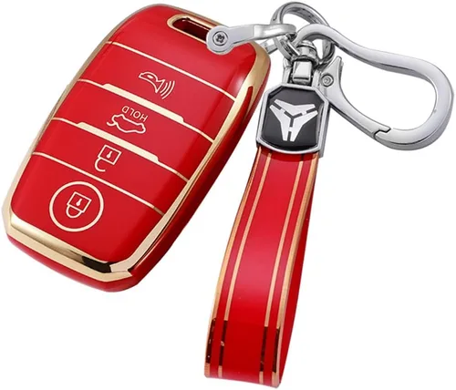 Miniatura 14 de ontto Funda para llave de automóvil de 4 botones compatible con Kia Forte Koup NIRO Optima Rio TPU llavero suave y duradero, color beige