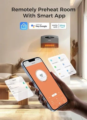 Miniatura 3 de GiveBest Calentador de pared inteligente para uso en interiores, calentador eléctrico de 1500 W, funciona con Alexa, termostato ajustable, control