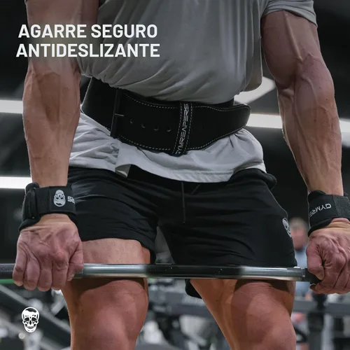 Miniatura 4 de Ganchos para levantamiento de pesas Gymreapers (par), correas de muñeca de potencia resistentes con soporte de agarre para la mano