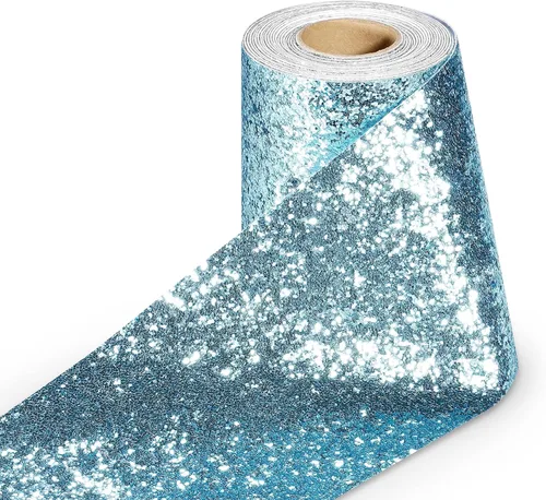 Miniatura 14 de Stickyart Papel tapiz con purpurina dorada, bordes de pared brillantes, despegar y pegar, para dormitorio, papel adhesivo extraíble con purpurina
