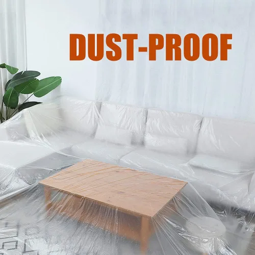 Miniatura 6 de 10 piezas de láminas protectoras de plástico para pintar, tela transparente impermeable y a prueba de polvo para cubierta de muebles, lonas de 9x12