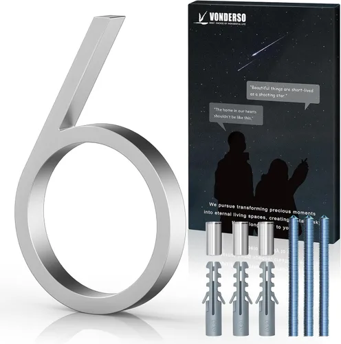 Miniatura 66 de VONDERSO Números flotantes de casa de 5 pulgadas para exteriores, números de dirección modernos de metal antioxidante (3), números de buzón Negro 3
