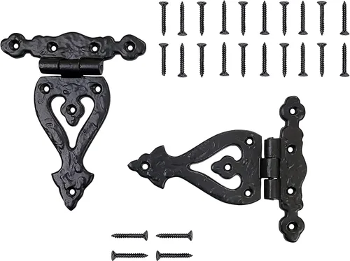 Miniatura 31 de Adonai Hardware Alleluia - Bisagras delanteras de hierro fundido antiguo (3.2 pulgadas x 10 unidades, negro mate) para puertas de granero, puertas