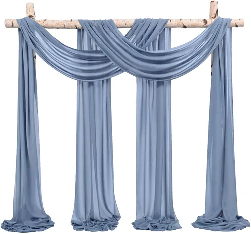Miniatura 33 de Cortinas de arco de boda, 8 paneles de 28" x 20 pies, cortinas de tela de gasa blanca para ceremonia y recepción Blanco