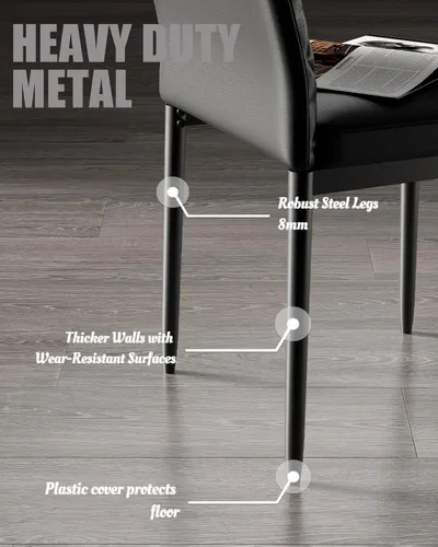 Miniatura 5 de Juego de mesa de comedor Sino Salected para 4, juego de mesa y sillas de cocina de 4 piezas, juego de mesa de comedor moderno de 5 piezas con tapa