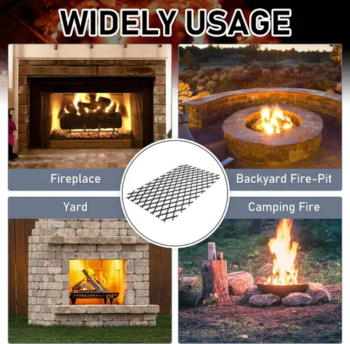 Miniatura 6 de Flamorrow Retenedor de brasas para rejillas de chimenea de 12 x 7.5 pulgadas, malla de retención de brasas de metal para chimenea, evita que