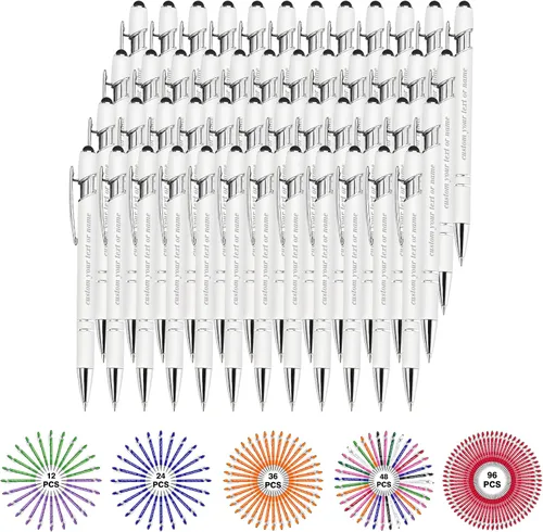 Miniatura 25 de Bolígrafos personalizados con nombre a granel, juego de bolígrafos personalizados, lápiz capacitivo grabado, logotipo, texto, regalo para negocios