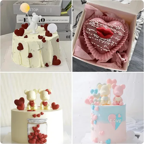 Miniatura 9 de Moldes de fondant para el día de San Valentín, moldes de fondant de boda, moldes de oso corazón, labios, rosa, caramelo, caramelo, molde de silicona