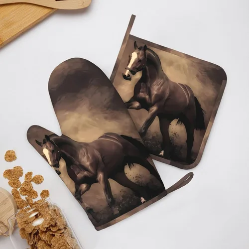 Miniatura 27 de Ohio State - Juego de manoplas de horno y soportes para ollas, resistentes al calor, antideslizantes, de silicona, con guantes de horno y Gris