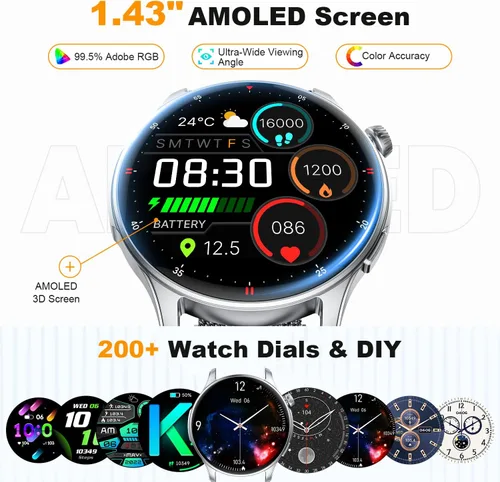 Miniatura 6 de Reloj Inteligente para Hombres y Mujeres Fitness: Realizar y Contestar Llamadas, Correr, Relojes Digitales para Hombres, Resistente al Agua, Reloj