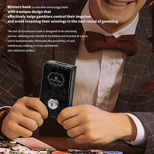 Miniatura 6 de Banco de ganadores, caja de metal para jugadores, banco ganador con llave de casino, mini caja de seguridad para jugadores, caja de juego portátil