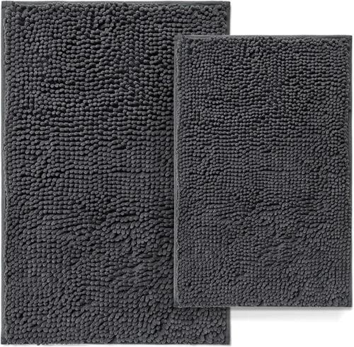 Miniatura 13 de Juego de 2 alfombras de baño antideslizantes para baños, juego de alfombras de felpilla gruesa y suave, alfombras de baño ultra absorbentes