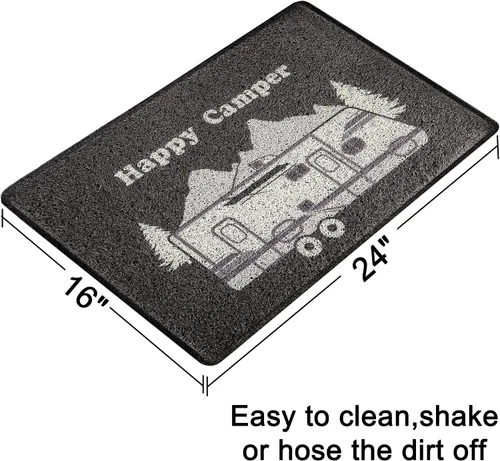 Miniatura 2 de Aucuda Happy Camper - Tapete para puertas interiores y exteriores, tapete de bienvenida para puerta delantera, caravana, 24 x 16 pulgadas, Vida Rv