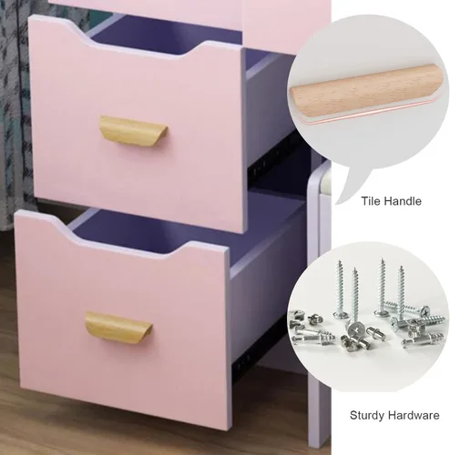 Miniatura 4 de QQXX Juego de tocador grande con espejo, tocador de maquillaje con estantes de almacenamiento y 4 cajones, taburete acolchado para dormitorio