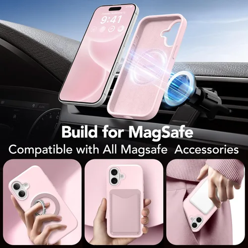 Miniatura 3 de GONEZ Funda magnética para iPhone 16, compatible con MagSafe, [protector de pantalla + protector de lente de cámara], funda protectora de silicona