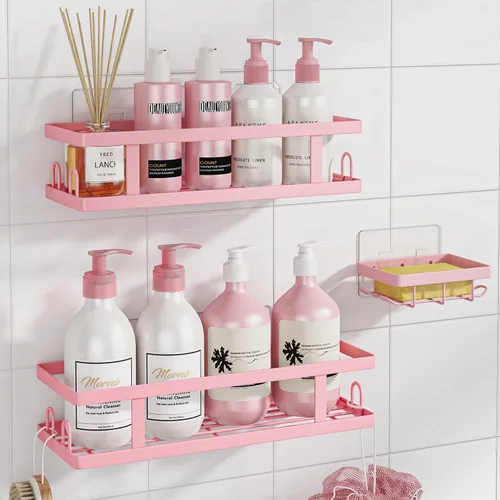 Miniatura 7 de Youvip Organizador de ducha adhesivo sin taladro, organizador de baño con soporte para jabón, estantes inoxidables de gran capacidad para ducha