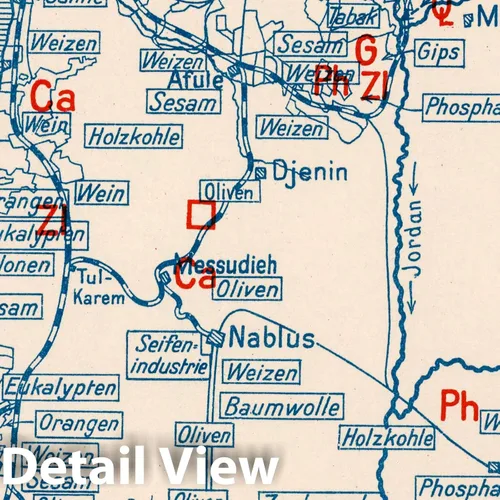 Miniatura 2 de Mapa histórico: Israel, Tierra Santa 1926 Palaestina - Wirtschafts - Atlas. Mineral – tarjeta, arte de pared vintage: 16.0 x 24.0 in