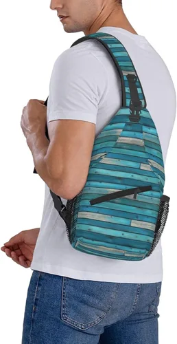 Miniatura 6 de Small Crossbody Bags for Women Men - Vintage Green Wood Grain Print Adjustable Shoulder Bag Fanny Packs Belt Sling Bag Crossbody Purses Backpack for