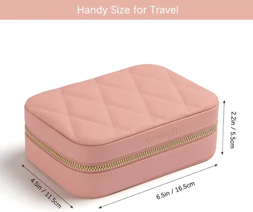 Miniatura 5 de KAMIER Cajas de joyería pequeñas para mujer caja organizadora de joyas de terciopelo para aretes anillos collares bonita caja de joyería