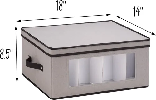 Miniatura 3 de Honey-Can-Do Caja de almacenamiento de tela para armario con tapa, ventana transparente y divisores extraíbles, gris SFT-09987 gris