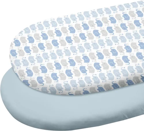 Gllquen Baby Sábanas para Moisés Paquete de 2, Sábanas Ajustables para Moisés de Algodón 100% Orgánico para Niñas y Niños, Sábana de Colchón para